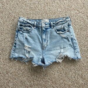 Abercrombie and Fitch the Mom Shorts Distressed Light Blue Denim Shorts